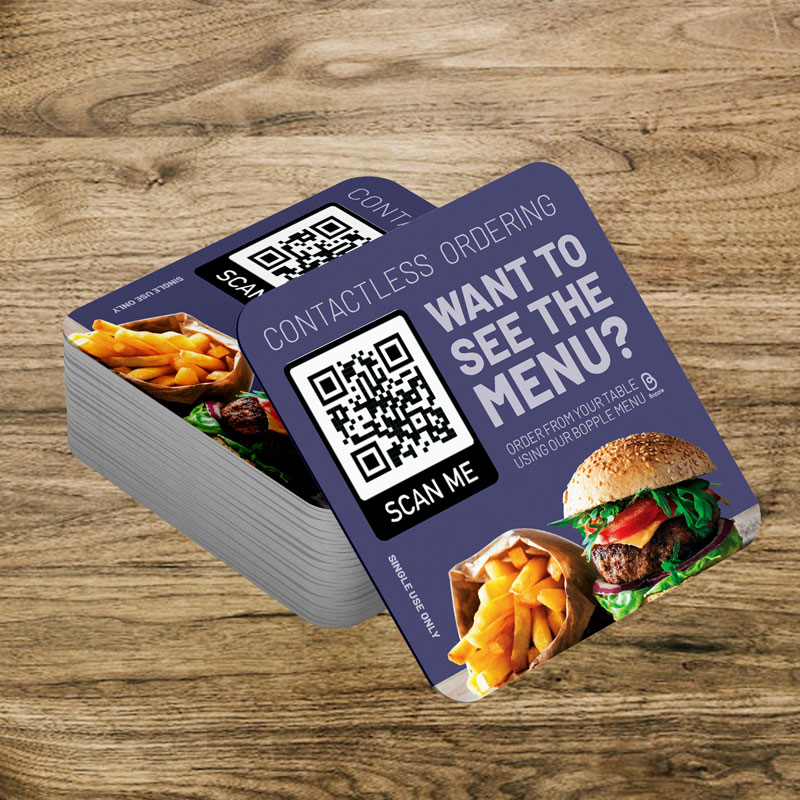 Single Use Scan for Menu Drink Coasters