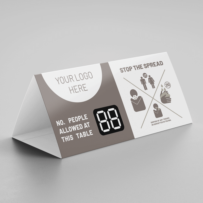 Stop the spread social distancing table display tent card