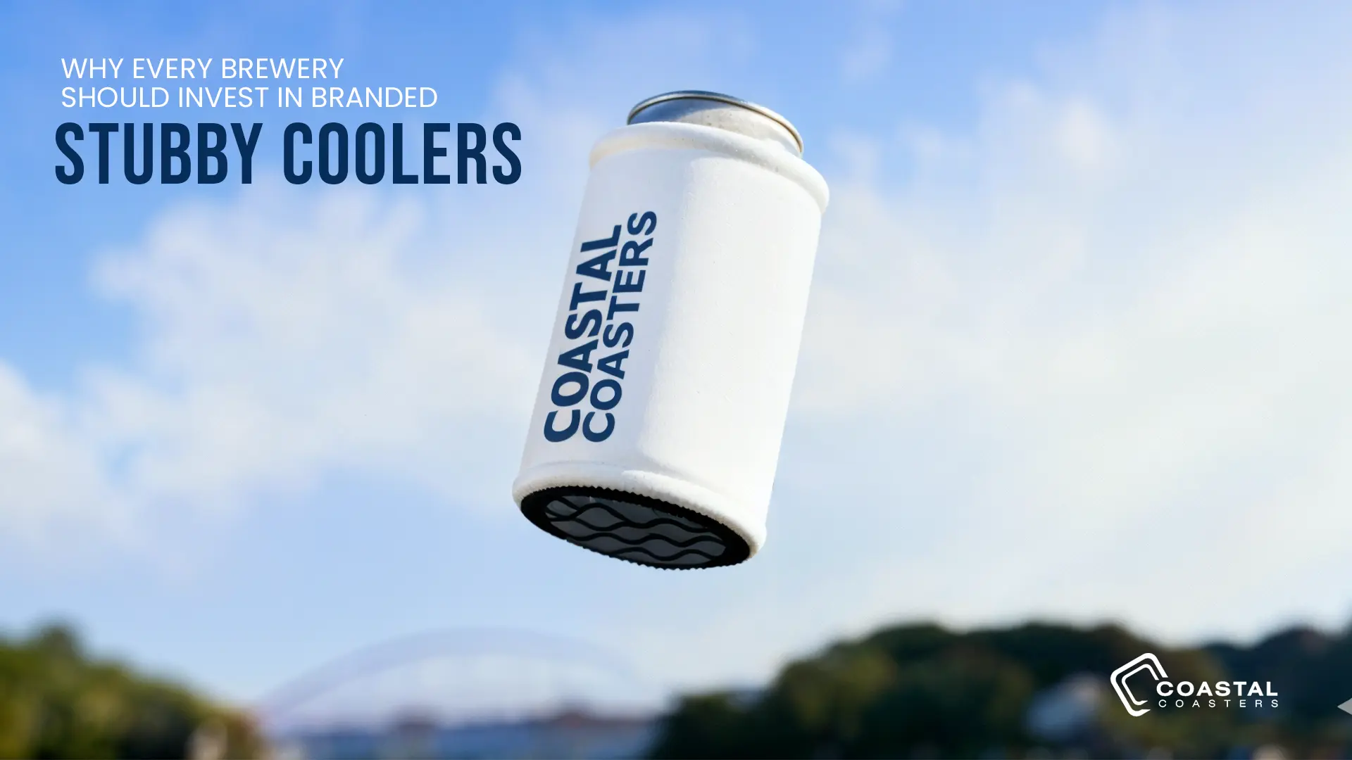Promotional display for Coastal Coasters featuring branded print products for hospitality and retail marketing.